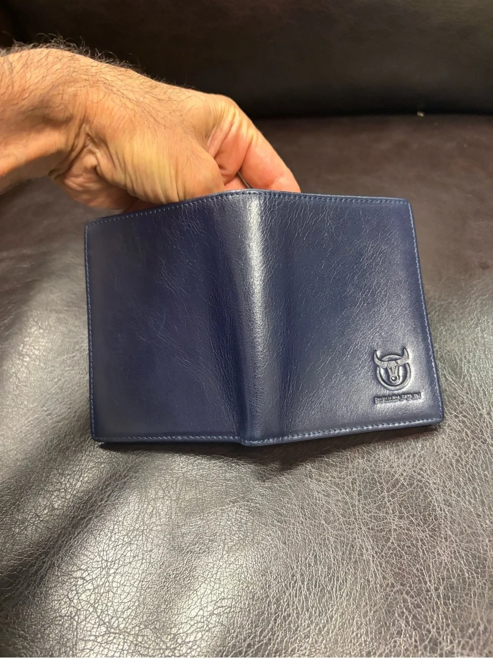 Bullcaptain blue leather Mens wallet EUC